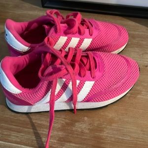 Gently used girl pink addidas